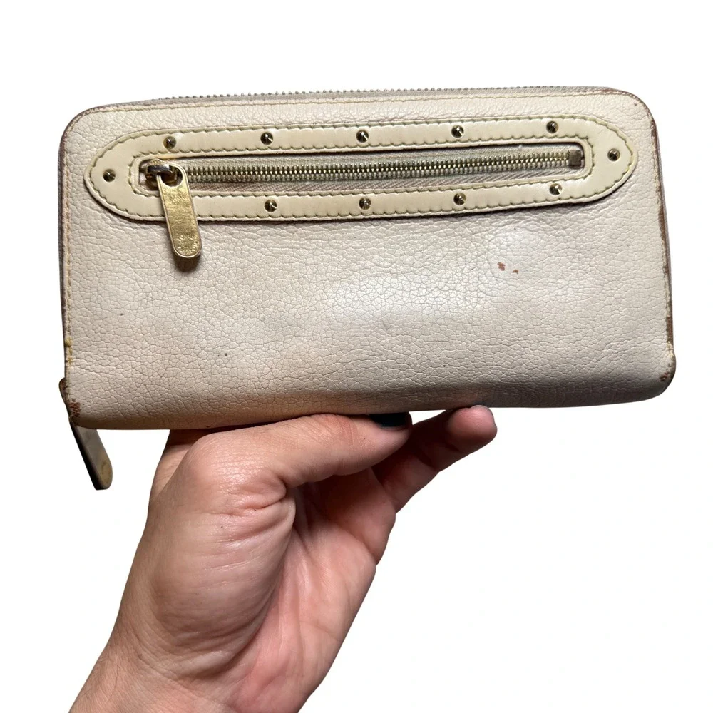 Louis Vuitton Suhali Zippy Wallet Cream White Studded Leather Zip Around Spain
